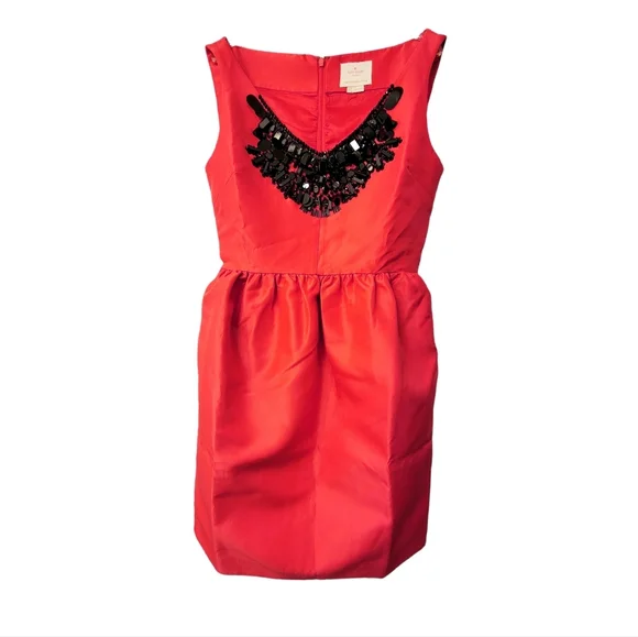 kate spade | Dresses | Kate Spade Embellished Cupcake Dress Coral Pink Red  Beaded | Poshmark